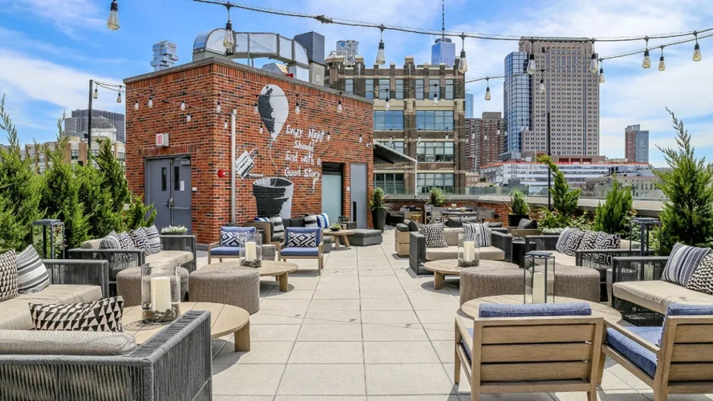 Arlo SoHo cafe in New York City, a stylish space within a boutique hotel offering specialty coffee and cozy workspaces.