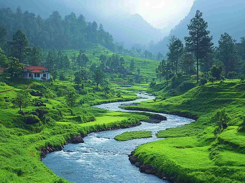 Beautiful view of Ooty, mesmerizing river flowing between beautiful mountains