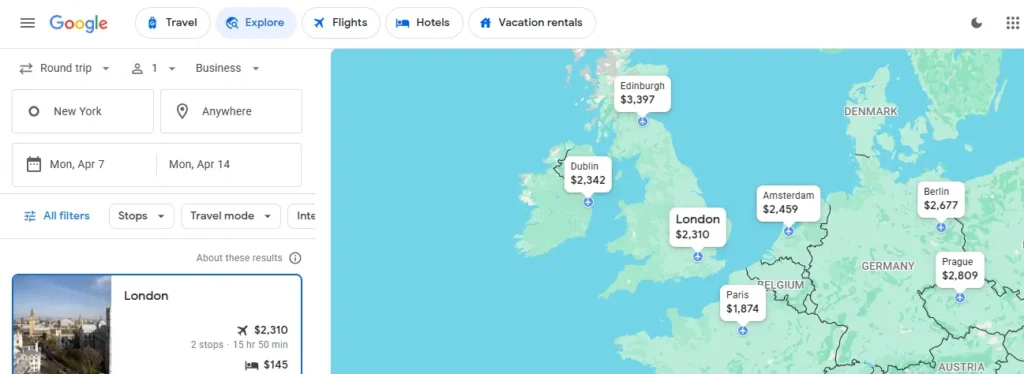 google-flights-explore